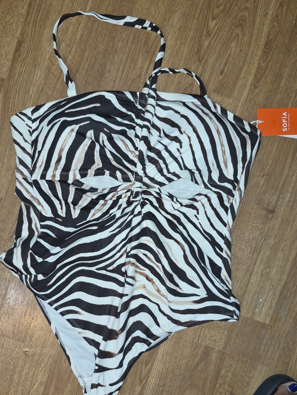 Sofia Brown Zebra-Print One-Piece 2X